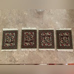 4 Vintage Rug Coasters